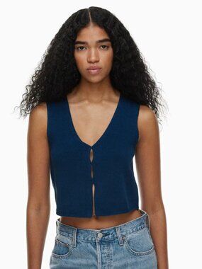 Aritzia Wilfred Basque Sweater Vest Navy XS